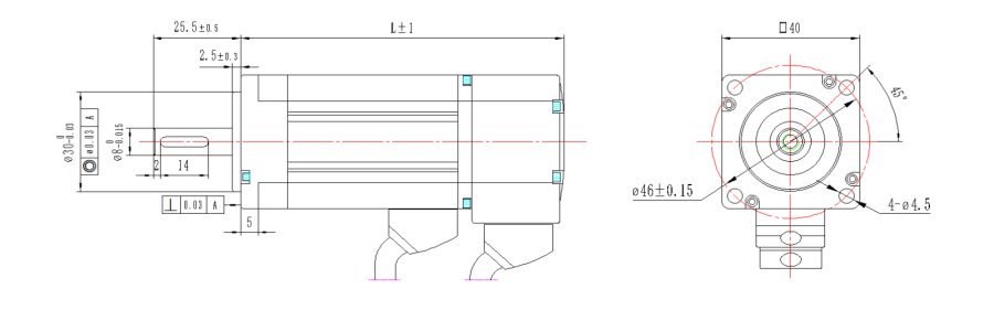 40系列伺服電機(jī)機(jī)械尺寸圖