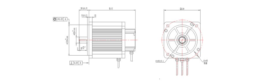 130系列伺服電機機械尺寸圖